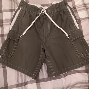 Mossimo Supply Co. Olive Green Swim Shorts with White Drawstring